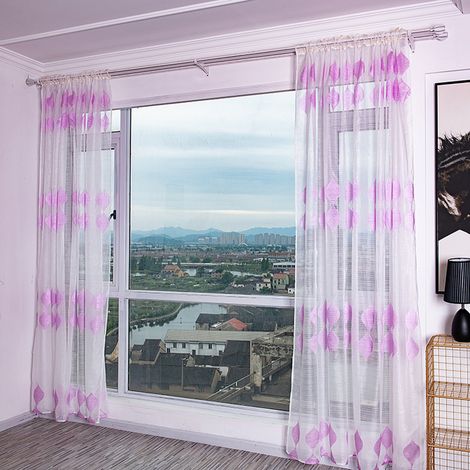 Mückenabweisender, superweicher, transparenter Voile-Vorhang für Wohnzimmer, Lila (1/5)