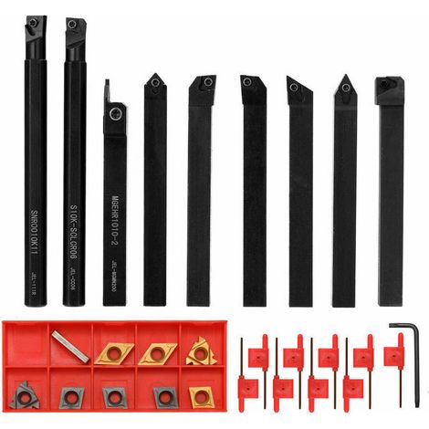 Ensemble d'outils de tournage métal 9 pièces – Porte-outils CNC avec clé – Haute dureté pour usinage précis – Compatible fraiseuses et tours CNC