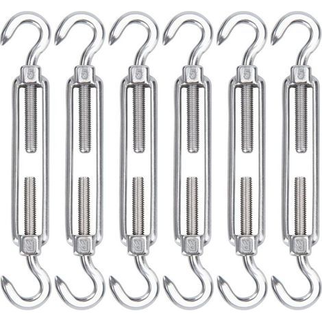 M5 Tendeur Cable Acier Inoxydable, Lot de 6 Tendeur de Fil Crochet et Crochet Réglable Heavy Duty Tension Hook & Hook pour Corde Cable Fil à Linge, Grillagefor Sun Shade Installation-AIMOONSA (1/5)