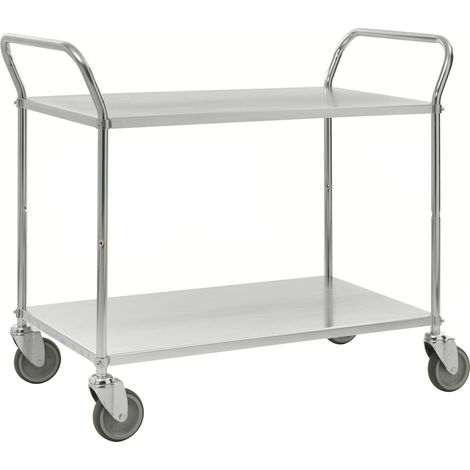 Kongamek Etagenwagen mit 2 Böden 900x540mm pulverbeschichtet und verzinkt mit 24mm Rand ohne Bremse