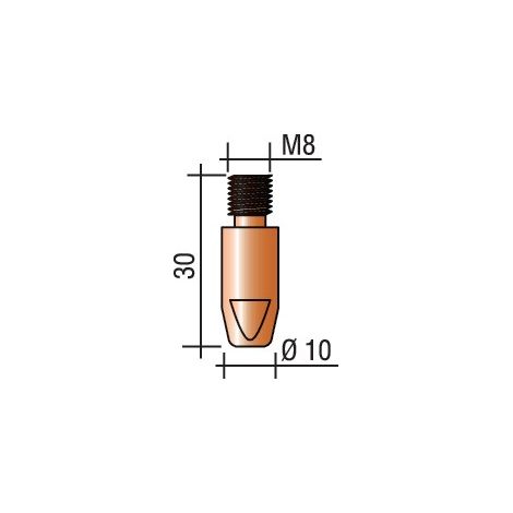 Stromdüse Draht-Ø 0,8mm M 8 L.30mm E-Cu TRAFIMET (1/2)