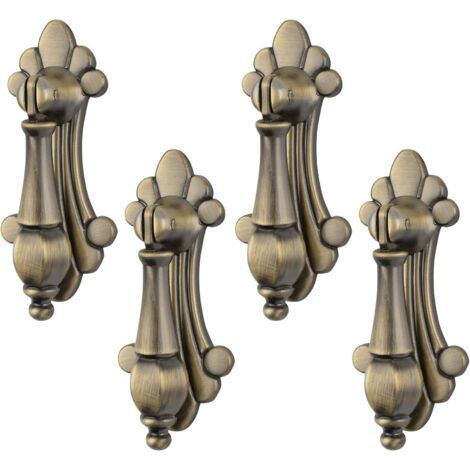 Lot de 4 poignées de suspension vintage en alliage de zinc sculpté en bronze pour armoires, armoires, placards, tiroirs, portes, meubles décoratifs