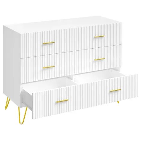 Commode élégante 6 tiroirs buffet meuble TV console entrée 100x40x75cm (1/5)