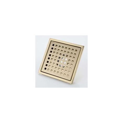 Caniveau de Douche Or Acier Inoxydable Carré 15x15cm Drain de Douche Siphon de Sol Drain de Plancher avec Couvercle de Siphon de Sol, Noyau DéSodorisant en Laiton,Brushed Gold (1/5)