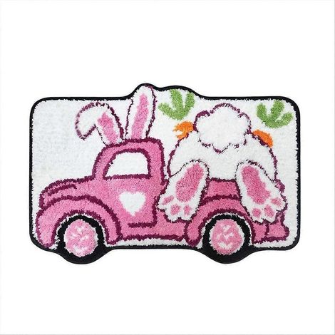 Tapis de bain de Pâques, tapis de salle de bain camion lapin B (1/5)