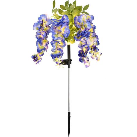 Guirlandes lumineuses solaires glycine violette, fleurs artificielles à piquer pour jardin, décoration extérieure (1/3)