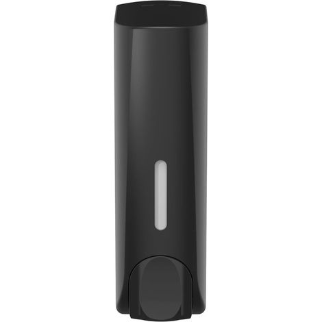 Seifenspender für die Duschwand – Badezimmerspender – Hygienische Bedienung – Wandmontage ohne Bohren – 7 x 4 x 18 cm – Schwarz (1/5)