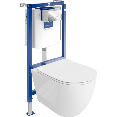 VILLEROY&BOCH WC Set mit Vorwandelement, Wand-WC und Spülknopf (1/5)