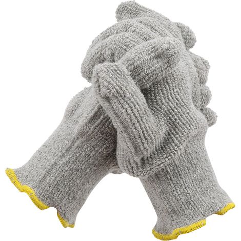 Paire de gants thermiques isolés en coton, résistants à la chaleur jusqu'à 250 °C, pour la protection des mains au travail (gris).