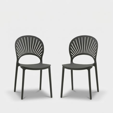 2er-Set stapelbare Esszimmerstühle für Küche und Essbereich Sole - Grau (1/5)