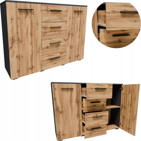 Cassettiera HELENA 120cm 2D4S ANTRACITE-WOTAN armadio mobile vestiti giocattoli