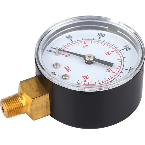 Manometer 50mm Zifferblatt 1/8 BSPT Bodenanschluss für Luft Wasser Öl Gas (0-300PSI 0-20Bar) (1/5)