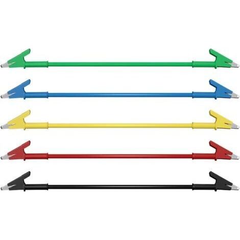 Lot de 5 câbles de test robustes à pince crocodile 1 mètre de fil flexible à double extrémité pour les tests électriques, haute conductivité