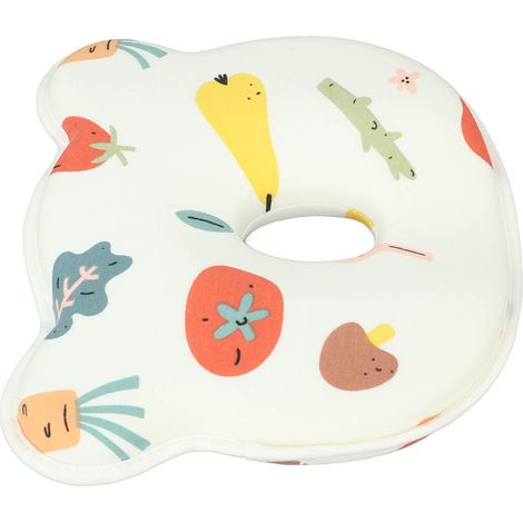 Oreiller pour modeler la tête de bébé et prévenir le syndrome de la tête plate, avec imprimé de dessins animés, en coton doux, imprimé de fruits et légumes. (1/5)