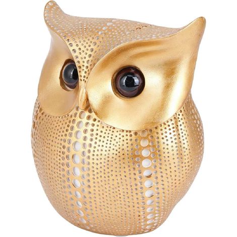 Statue Hibou,Hibou Statue décor à la Maison, Or Hibous Ornement Salon Chambre Bureau étagère décoration,Hiboux Porte-Bonheur Figurines (1/5)