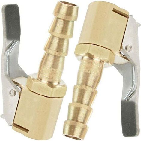 2 Pièces Embout de Gonflage,Embout Gonflage Pneu Voiture,Embout Gonfleur avec Clip,Gonflage Valve Clip Pince Connecteur Adaptateur,pour Valves de Pneu,en Laiton,8mm (1/4)
