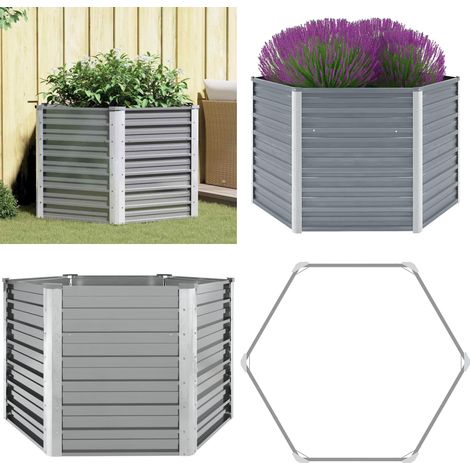 Garten-Hochbeet Verzinkter Stahl 129x129x77 cm Grau - Gartenhochbeet - Stahlteich - Pflanzkasten - Blumengarten - Gemüsegarten - Home & Living (1/5)