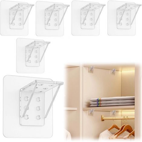 Supports d'étagère adhésifs lot de 10 - fixations murales 7 x 4 cm pour meubles, transparents (1/5)