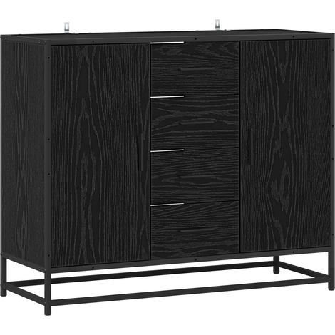 Sideboard Schwarz Eichen-Optik 92 x 35 x 76 cm Holzwerkstoff vidaXL (1/5)