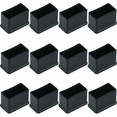 Lot de 12 Embouts de Protection Rectangulaires en Feutre de Caoutchouc pour Pieds de Table ou de Chaise - Noir, 15 x 30 mm. (1/4)
