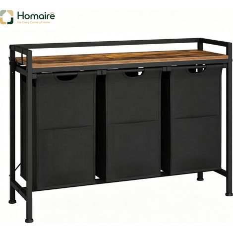 Meuble de rangement avec tiroirs, noir, en décor bois 96 x 30 x 71 cm HOMAIRE (1/5)
