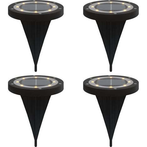 Set di 4 luci solari da giardino pratica illuminazione per esterni 11 x 13 cm nero PS 020056673