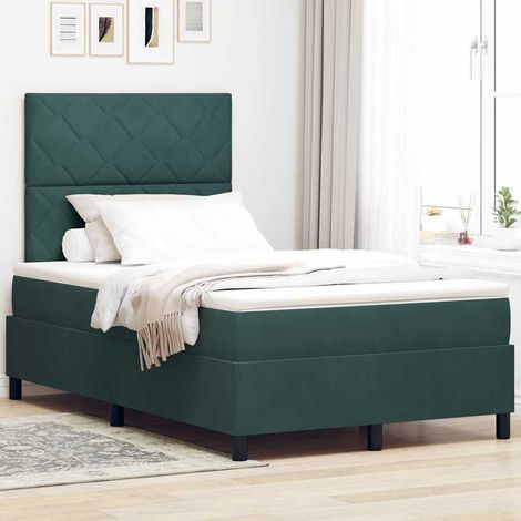 Boxspringbett mit Kopfteil Dunkelgrün 120 x 190 cm Samt vidaXL (1/5)