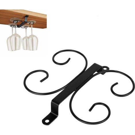 Porta bicchieri da vino per sottopensile da cucina, porta bicchieri da vino, porta bicchieri con 4 ganci, porta bicchieri da vino in ferro battuto, organizer per bicchieri da vino (1/5)