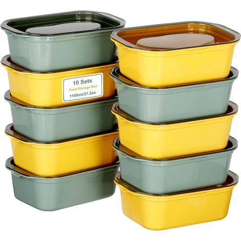 Boîte Plastique Alimentaire 10Pcs – 1100ml Boite Hermétique Alimentaire en PP Sans BPA, Boîtes Alimentaires Empilables pour Congélation, Micro-Ondes (1/5)