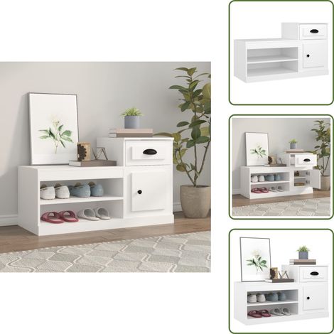 Almacenamiento de zapatos - vidaXL Mueble zapatero madera contrachapada blanco 100x42x60 cm - Mueble de zapatos con armario