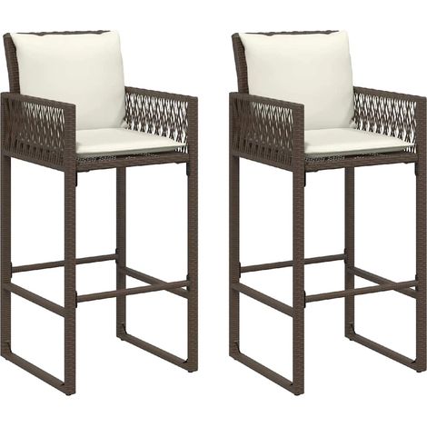Maison Exclusive - Garten-Barhocker mit Kissen 2 Stk. Braun Poly
