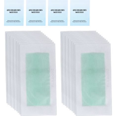 Kit 40 bandes de cire double face, épilation rapide sans douleur, avec lingettes nettoyantes, pour aisselles, bras et jambes. (1/5)