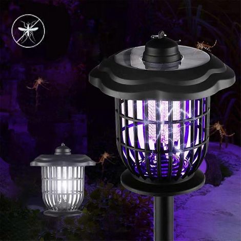 Lampe anti-moustiques solaire LED d'extérieur, répulsif anti-insectes rechargeable UV et lumière blanche pour jardin, éclairage multifonctionnel pour cour (1/5)