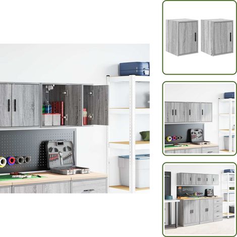 Garagen-Wandschränke 2 Stk. Grau Sonoma Holzwerkstoff - Garagen-Wandschrank - Garagen-Wandschränke - Schrank - Garagen-Lagerschrank (1/5)