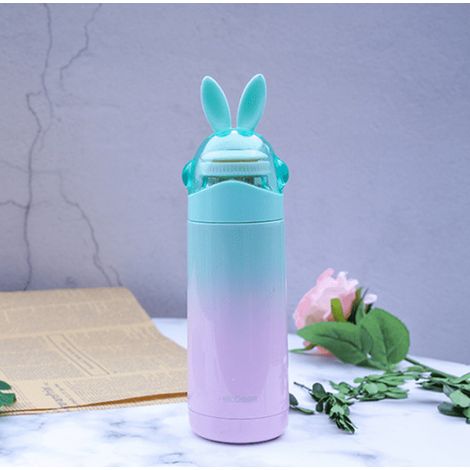 Mug isotherme 350 ml en acier inoxydable pour enfants, gourde portable, tasse à café, motif lapin, mug isotherme sous vide, bouteille d'eau chaude, mug de voyage (vert) (1/4)