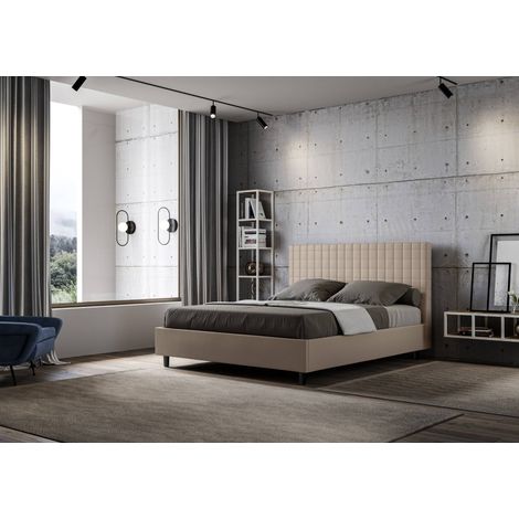 Letto matrimoniale SUNNY con contenitore e rete tortora (1/3)