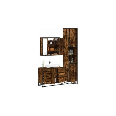 Ensemble de meubles de salle de bain 3 pcs Chêne fumé (1/5)