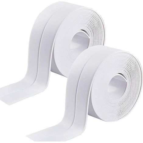 Joint Silicone Blanc Salle de Bain,2 PCS Bande Etancheite Autocollante Scellant Etanche à la Moisissure Ruban d'étanchéité de Bain pour Cuisine Mur (1/5)