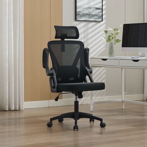 Fauteuil direction haut dossier réglable, maille ergonomique avec soutien lombaire et appuie-tête ajustables – Siège de bureau pour domicile et professionnel