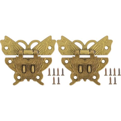 2 Pcs Hasp Latch Zinc Alloy Butterfly Shaped Latch Bronze Color Catch for Case Box (1/5)