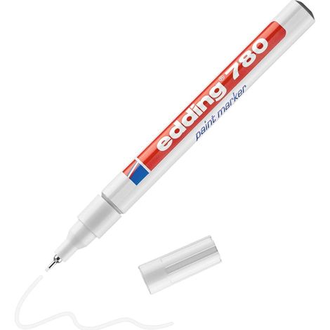marqueur peinture - blanc - 1 stylo - pointe ronde,8 mm - marqueur de peinture pour l'étiquetage du métal, verre, roche ou du plastique - résistant à la chaleur, permanent et étanche (1/5)