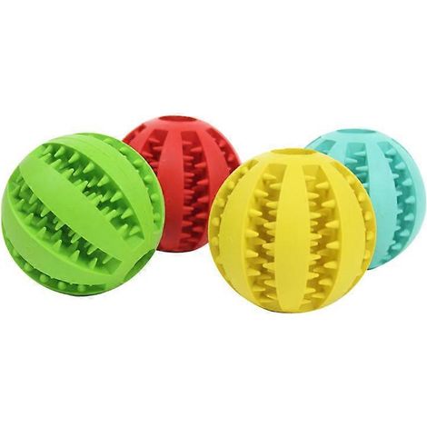 4er-Pack Hundespielzeugbälle, ungiftig und bissfest, ideal für Hunde, als Futter- und Leckerli-Ball, Kauball, Zahnreinigungsball, Bewegungsspiel, Intelligenztrainingsball