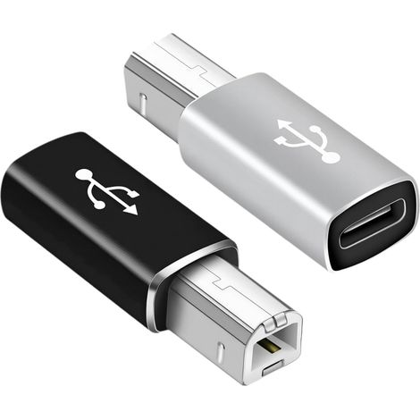 Adaptateur USB-B vers USB-C (2 pièces), compatible avec les imprimantes, les périphériques MIDI et les pianos électriques (convertisseur USB-C vers USB-B), port USB Type-C vers prise imprimante, 480 M (1/5)