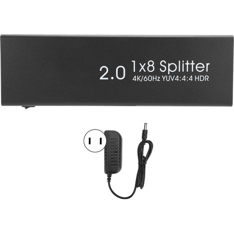 Répartiteur HDMI 2.0 HD 4K60Hz 1 entrée 8 sorties, distributeur 100-240V US (1/5)