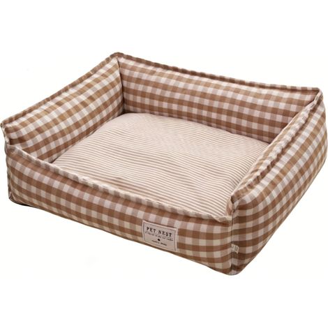 Lit pour chien toutes saisons, canapé rectangulaire universel pour animaux de compagnie avec housse amovible et lavable pour animaux de petite et moyenne taille, couleur kaki 75x60cm/29.53x23.62in, mo (1/5)