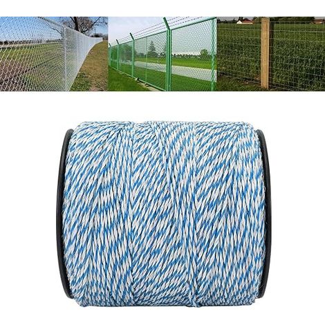 500m/100m Fil De ClôTure éLectrique, Fil Pour ClôTures éLectriques Avec 6/9 Fils Conducteurs Pour ClôTures Contre Animaux Sauvages, Clôture éLectrique pour Animaux (Bleu Blanc, 500M) (1/5)