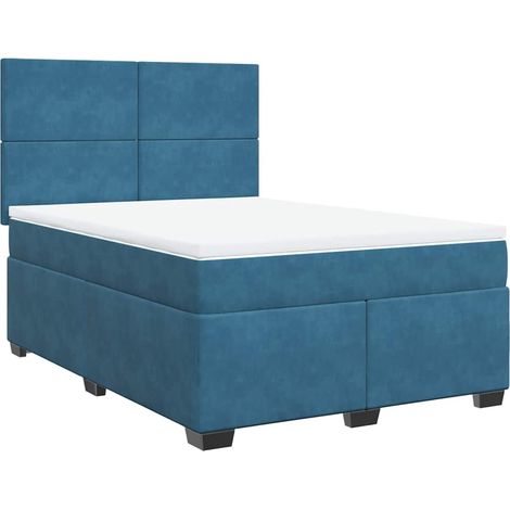 Giroletto a Molle con Materasso Blu 140x190 cm in Velluto vidaXL (1/5)