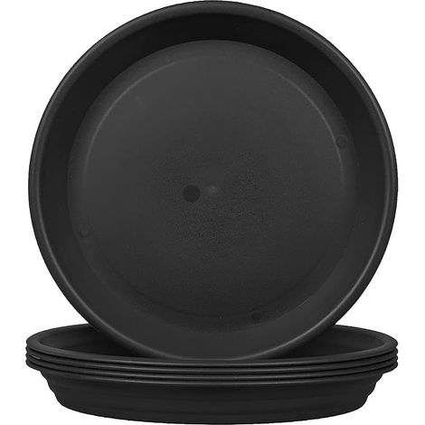 lot De 5 Noirsoucoupe Pour Pot De Fleur 25cm Rond Plateau Dessous De Pot De Fleurs En Plastique Pot Pour Plantes-pour Intrieur Et Extrieur (1/5)