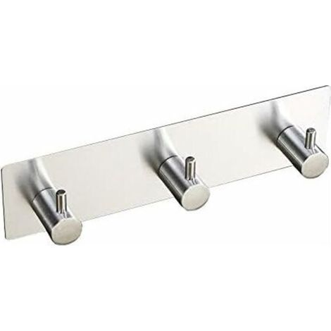 Self-adhesive stainless steel wall mounted towel hook, no drilling required, 3 hook wall mounted towel rack (1/5)