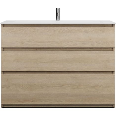 burgbad Lin20 Lavabo bajo para lavabo blanco brillante con mueble